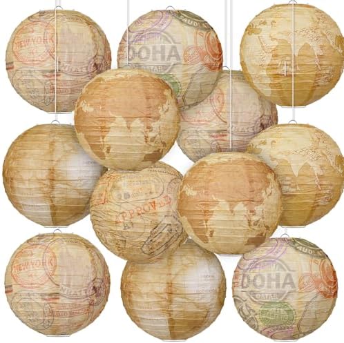 Panelee 12 Pcs Travel Themed Party Decorations Bon Voyage Hanging Lanterns by Panelee