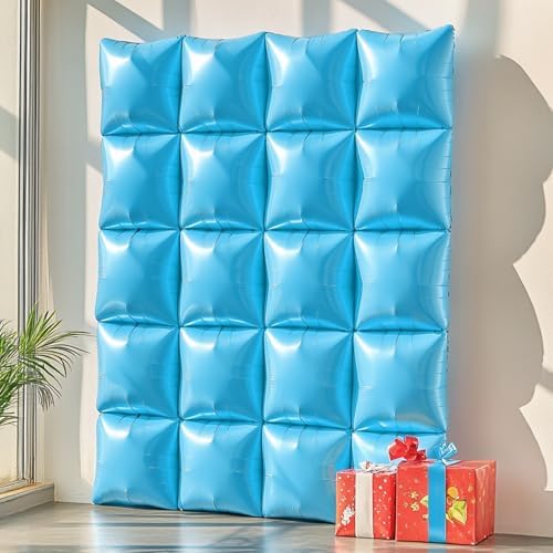 NISOCY 25PCS Pearl Blue Square Foil Balloons Wall Backdrop - Image 6