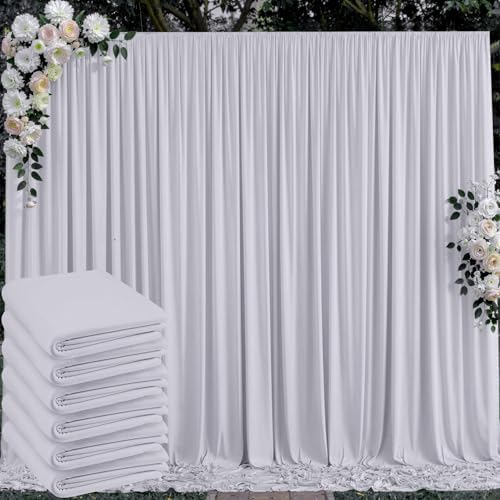 30 ft x 10 ft Wrinkle Free Silver Backdrop Curtain for Parties, Polyester Silver Grey Backdrop Drapes 6 Panels 5x10ft for Baby Shower Photoshoot Engagement Wedding Birthday Photography Background by Outpain