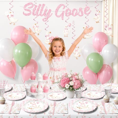 Xynic 205pcs Silly Goose Birthday Decorations Tableware Set, for 25 Guests - Image 4