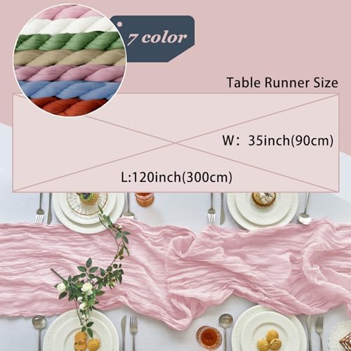 2 Pack Pink Cheesecloth Table Runner for Wedding Birthday Party Home Decor - Image 4