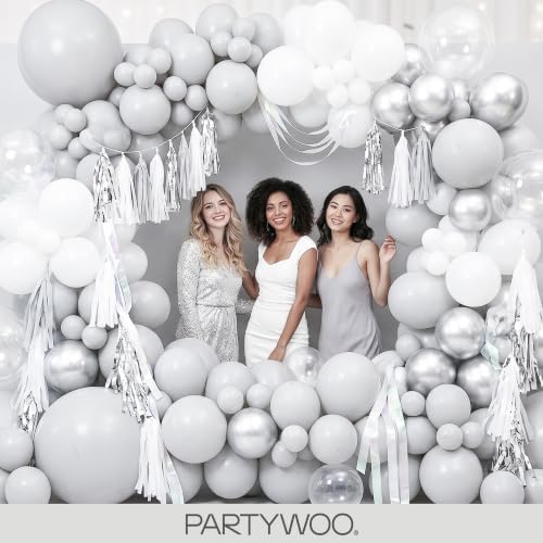 PartyWoo Grey Balloons 140pcs Light Pastel Pale Gray Color Different Sizes - Image 5