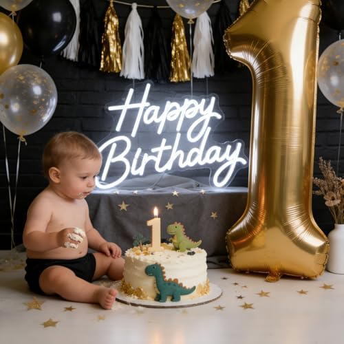 Happy Birthday Neon Sign for Wall Decor, Dimmable LED Light Up Sign - Image 3