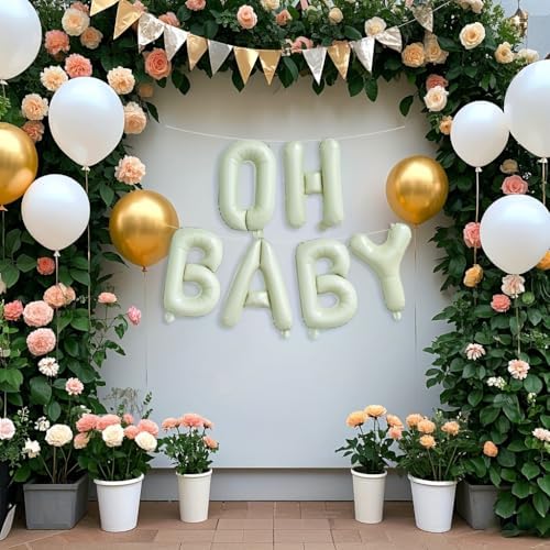 16 Inch OH BABY Balloons – Foil Letter Banner for Baby Shower, Gender Reveal Decorations, Includes Ribbon & Straw - Image 4