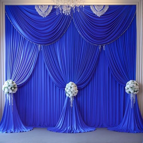 30x10ft Royal Blue Backdrop Curtain Panels for Parties - Wrinkle Free Polyester Photo Curtain Backdrop Wedding Back Drop Fabric Drapes for Party Decorations Background for Photography by WishCare