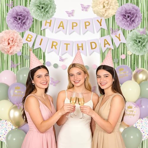 Fairy Lavender Birthday Decorations for Women Girls with Butterfly Stickers - Image 6