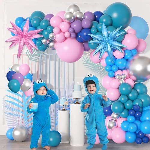 Amandir 157Pcs Pink Blue Balloon Arch Garland Kit with Table Skirt - Image 5