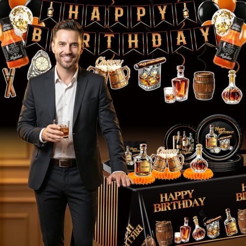 126Pcs Aged to Perfection men Birthday Paper Plates Napkins Party Supplies - Image 5
