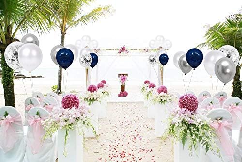 Hiquaty Navy Blue Balloons,50pcs 12 Inch Blue and Silver Balloons - Image 6