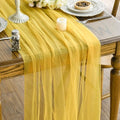 Artoid Mode 6PCS Yellow Gauze Table Runner 120 Inch 10FT, Seasonal Sheer Kitchen Dining Holiday Wedding Birthday Baby Shower Table Decor for Home Party by ArtoidMode