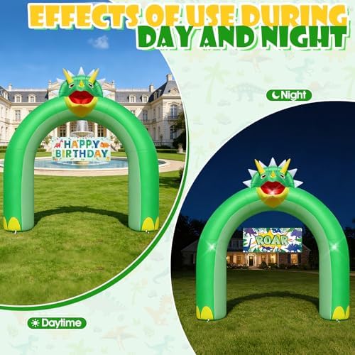 9.5FT Triceratops Inflatable Arch Dinosaur Birthday Party Decor - Image 6