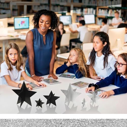 Sinload 45 Pcs 3D Glitter Black Silver Star Centerpieces Party Decorations - Image 5
