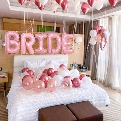 40 Inch Pastel Pink BRIDE Balloons Bachelorette for Bridal Shower, Light Pink BRIDE Mylar Foil Balloon Letter, Baby Pearl Pink Alphabet Balloon for Wedding Engagement Bride to be Party Decorations - Image 6