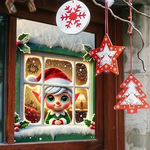 BlissYard Elf Christmas Window Door Banner Cover 31x47 Fabric - Image 3