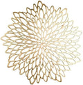 Snowkingdom Pack of 8 Gold Metallic Round Placemats Bulk Round Pressed Vinyl Leaf Dinning Kitchen Table Mats Decoration for Christmas Wedding Thanksgiving Party by Snowkingdom
