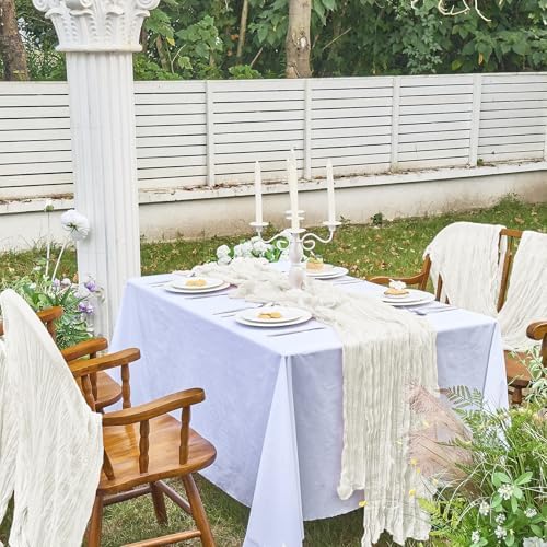 2 Pack Ivory Cheesecloth Table Runner for Birthday Party Home Decor - Image 2