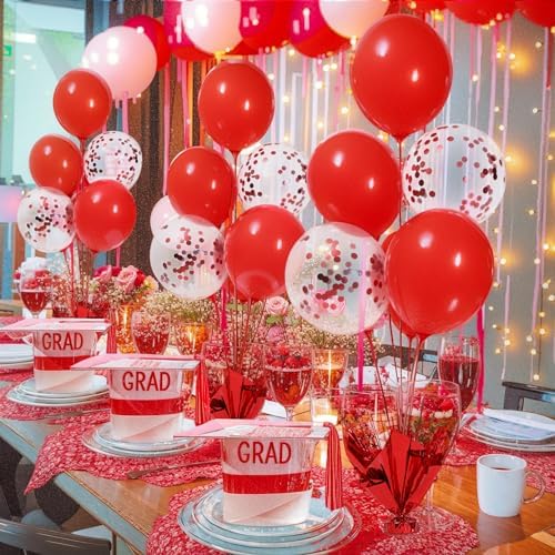 4 Set Red Balloon Centerpieces for Tables Red Balloons Stand Kit for Birthday Party Baby Shower Valentine's Day Wedding Prom Cake Graduation Retirement Table Top Decorations - Image 2