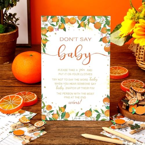 Patelai 321 Pcs Little Cutie Baby Shower Decorations Orange Citrus Games - Image 2