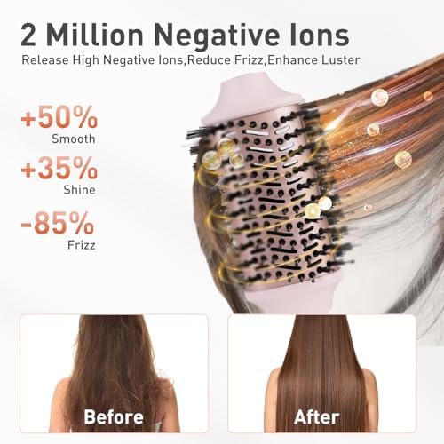 TANSHINE Blow Dryer Brush Set,5 in 1 Professional Hot Air Styler Hair Dryer Brush Styler,High-Speed Dryer Air Curler for Fast Drying Curling Volumizing Straightening Styling,Ionic Technology,Pink - Image 5