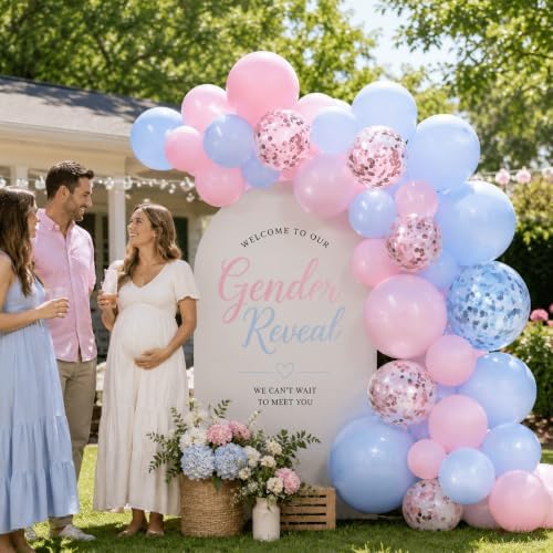 Pink and Blue Balloons Set, 35 Pack Pastel Pale Blue Pink Confetti Latex Balloons, 12 Inch Light Blue Pink Balloon Kit for Boy or Girl Gender Reveal Party Birthday Baby Bridal Shower Party Decorations - Image 4