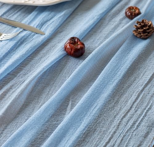 Light Blue Cheesecloth Table Runner 120 Inches for Party Home Decorations - Image 4
