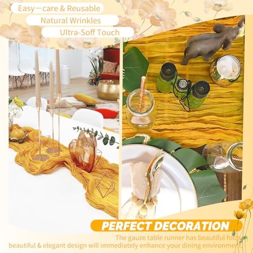 18 Pack Gold Cheesecloth Table Runner 17x108 Inches Boho Home Decor - Image 6