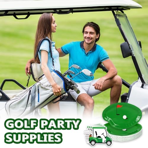 Whaline 90Pcs Golf Party Plates Napkin Set, Green Sport Ball - Image 4