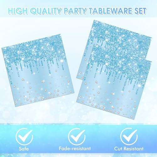 40Pcs Blue Birthday Decorations for Men Blue Paper Plates and Napkins for Boys Men Birthday Party Decorations Serve 20 Guests - Image 3