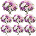 Geosar 8 Bundles Artificial Peonies Flowers,Dark Purple, Pink, White by Geosar