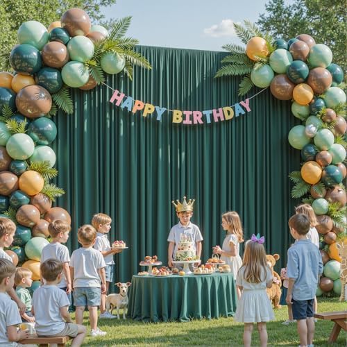 20x10ft Hunter Green Backdrop Curtain Panels for Parties - Wrinkle Free Polyester Photo Curtain Backdrop Wedding Back Drop Fabric Drapes for Party Decorations Background for Photography - Image 2