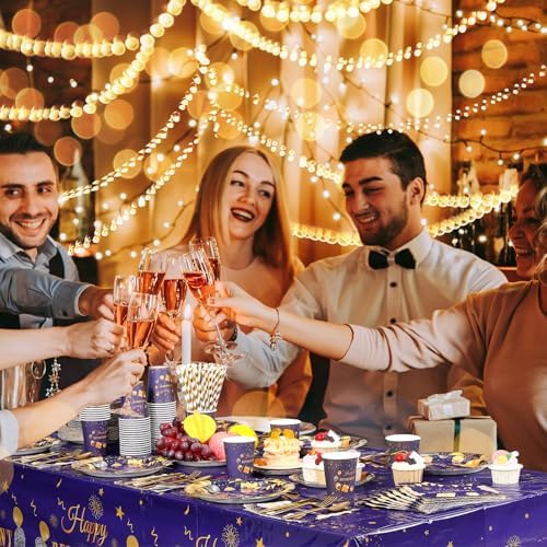 Funnymoom 452 Pcs Retirement Party Decorations Supplies Women Set Include Purple and Gold Retirement Paper Plates Napkins Cups Tablecloth Cutlery Straws for Men Women Say Goodbye Party - Image 5