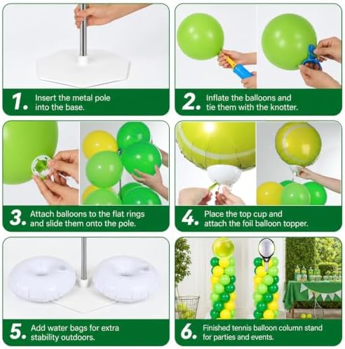 2 Sets Tennis Racket Balloon Column Stand Adjustable Sports Balloon Decor - Image 4