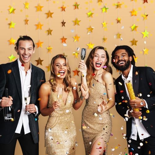 Patelai 130 ft Star Garland Banner Decor,Iridescent Gold - Image 4