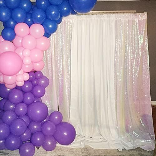 Poise3EHome White Iridescent Sequin Backdrop Curtains,4 Panels 2FTx8FT Glitter Background for Party Birthday Party Baby Shower Wedding Christmas Thanksgiving Halloween Holiday Festival Decor - Image 5