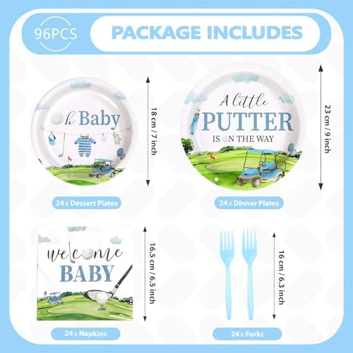 Grencian 96Pcs Golf Baby Shower Party Decoration, Serve 24 - Image 2
