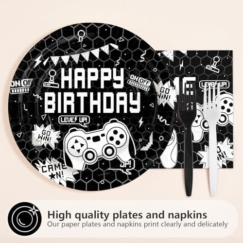 96Pcs Black Video Game 10th Birthday Party Supplies for Boys Serves 24 - Image 5