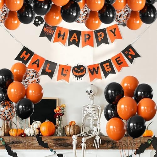Halloween Balloons Black and Orange Balloons 50Pcs 12 Inch - Image 3