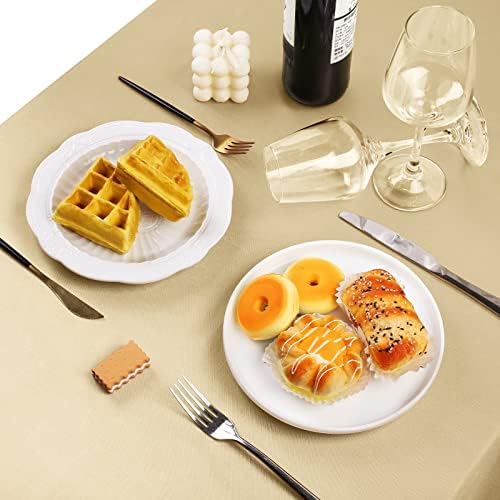 TURSTIN 4 Pack Champagne Satin Tablecloth 102 x 58 Inch Overlay Table Cover - Image 5