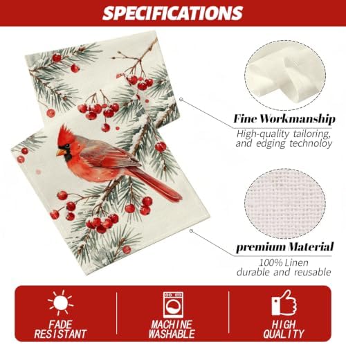 Christmas Cardinal Table Runner Winter Cardinal Christmas Party Decorations - Image 2
