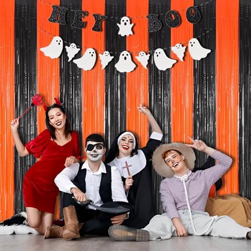 BRAVESHINE Party Foil Fringe Curtains Backdrop Halloween Decorations - Image 2