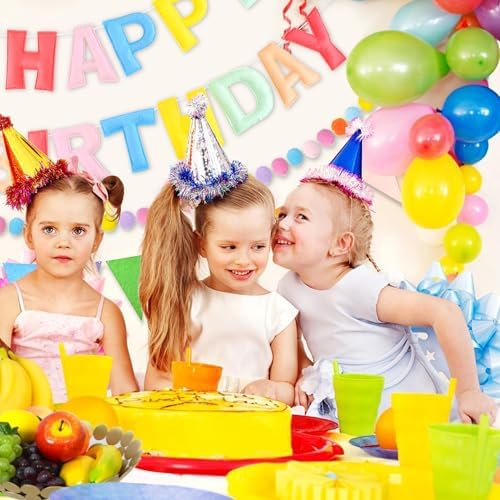 CANREVEL 3 PCS Pre-Strung 3D Happy Birthday Banner Decorations, Pastel - Image 5