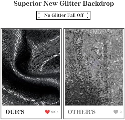 Outpain Thick 30 ft x 10 ft Black Sequin Backdrop Curtain for Parties, Wrinkle Free Glitter Photo Backdrop Drapes 6 Panels 5x10ft Black Back Drop Cloth for Wedding Christmas Photography Background - Image 2