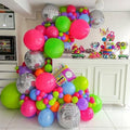 Back to 80s 90s Party Decor, Rainbow Neon Disco Balloon Garland Arch Kit by UAEYW