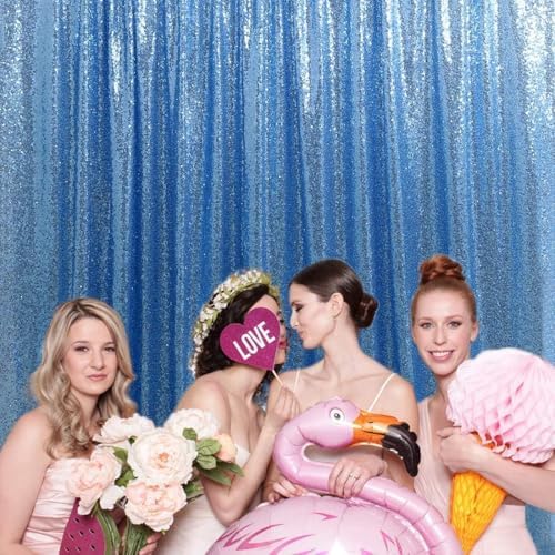 Baby Blue Sequin Backdrop Sequin Wedding Photo Curtains 10ft x 10ft - Image 3