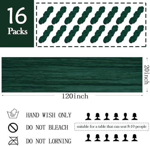 16 Pack Emerald Green Cheesecloth Table Runner 20 x 120 inch Gauze Table Runners 10 FT Long,Semi Sheer Boho Cheese Cloth Fabric Table Runner Bulk for Wedding,Party,Baby Shower,Bridal Shower Decoration - Image 2
