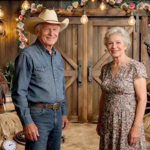 Western Cowboy Backdrop Western Party Decorations Wild West Vintage Wooden Rustic Wooden House Barn Photography Background for Kids Boy Children Boy Baby Birthday Banner Photo Booth 20X10 FT - Image 4