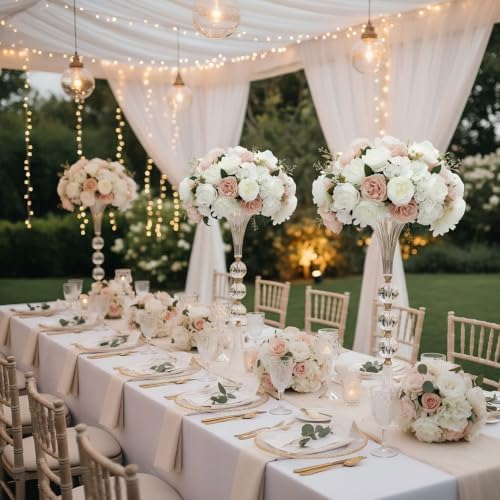 24.8in Crystal Vases for Flowers, 2Pcs Clear Trumpet Acrylic Vases for Centerpieces, Tall Flower Stands for Table Wedding Reception Party Event Home Decor - Image 3