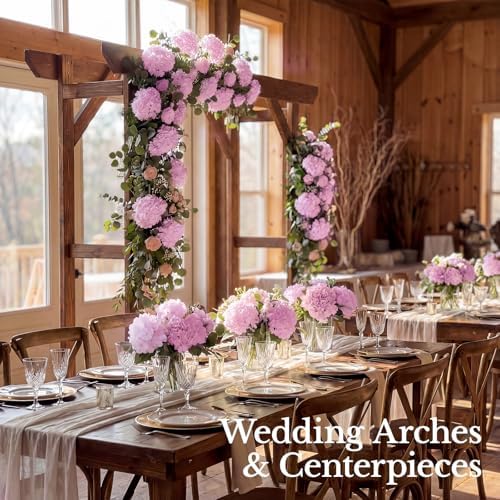 65PCS Hydrangea Artificial Flowers with Stronger Bendable Stems, Premium Silk Faux Hydrangea Flowers Bulk for DIY Wedding, Arches, Baby Showers & Large Event Decor(Pink) - Image 5