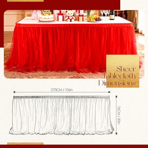 THARAHT Tulle Table Skirt 9FT 270CM Long for Rectangle Tables Round Tables Ruffle Desk Skirt for Princess Girls Birthday Party Cake Dessert Decorations Table Skirt - Image 2