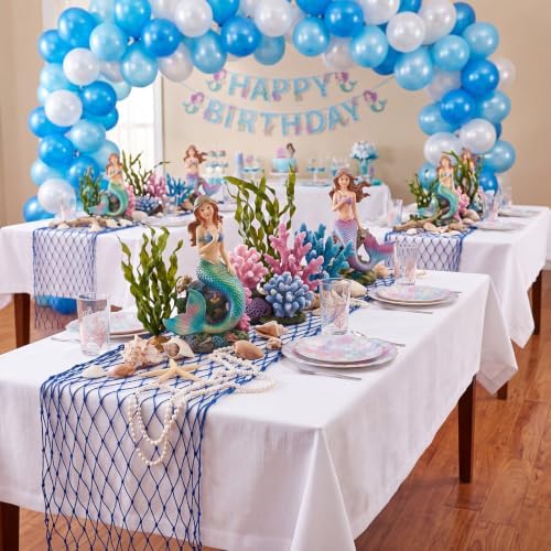 SATINIOR 3 Pcs 12 x 108'' Fishing Net Table Runner Party Decor, Royal Blue - Image 5